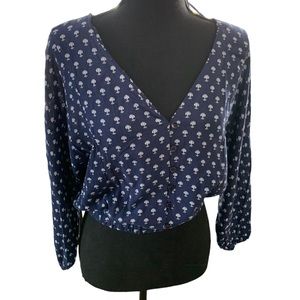NWT Kendall + Kylie Indigo Ditsy Blouse